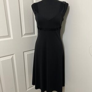 David Meister Sleeveless Black Slip Midi Dress With Silk Details Size 6